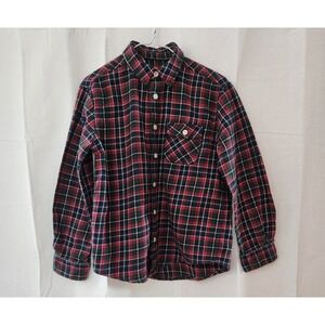 Boys Cherokee Size 6-7 Red, Blue,‎ Green Plaid Flannel Button Up Shirt